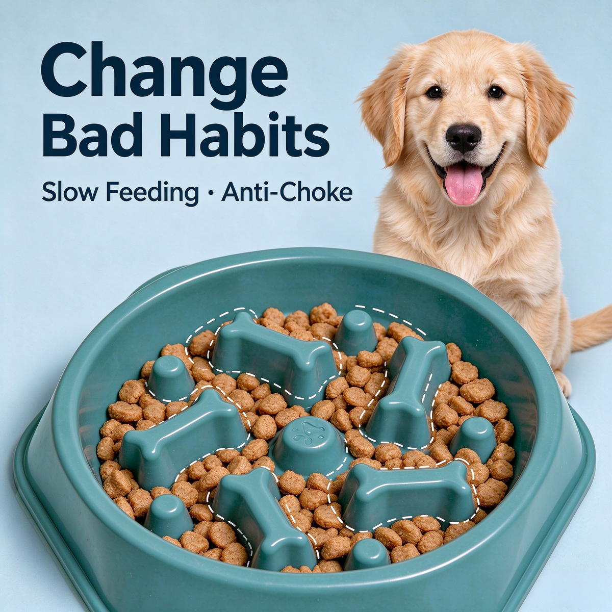 Silicone Slow Feeder Dog Bowl – Non-Slip Maze Design