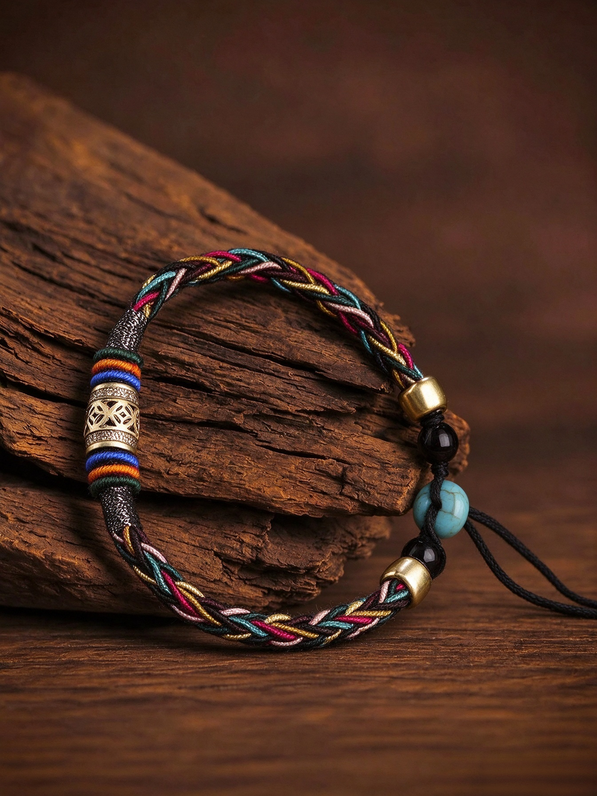 Sacred Tibetan Knot Bracelet – Cyan Agate Handmade Gift