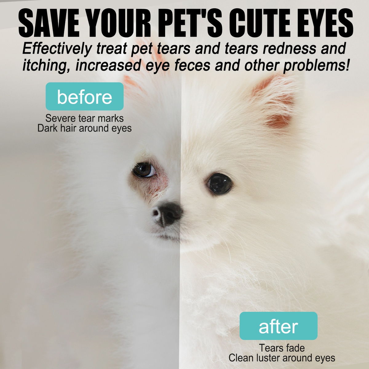 Pet Eye Care Drops for Dogs & Cats – Daily Tear Stain Cleanser